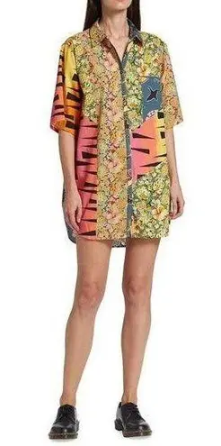 RE/DONE $450 NWT MULTI PINEAPPLE OVERSIZED SHIRT DRESS SZ SMALL