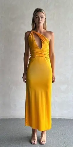 NWT Baobab Collection Lola Dress in Garota Yellow One Shoulder Maxi Large