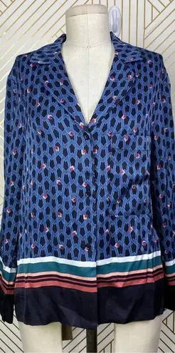 Maje Cristen Blouse Top Blue Printed Geometric