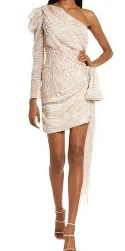 Misha Collection Jaylene One Shoulder Animal Print Cocktail Dress Women’s Size 2