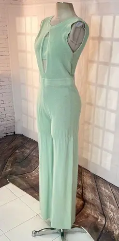 Rehab minty green knit sleeveless bandeau wide leg jumpsuit