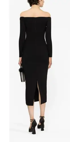 Self Portrait Self-Portrait Crystal Off Shoulder Heavy Midi Dress Black Sparkle Size 4 NEW