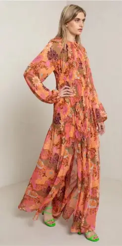 ALC Frank A.L.C. Valentina Gathered Floral-Print Silk-Crepon Maxi Dress 6