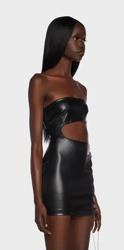 Edikted Black Leather Going Out Mini Dress