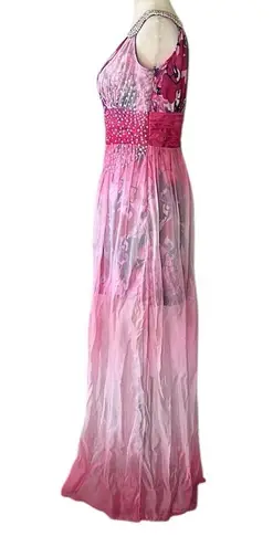 Stunning boutique mini dress with sheer maxi overlay Pink