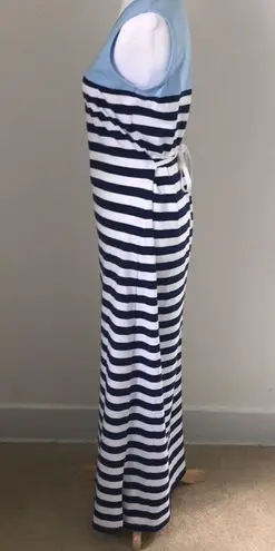 Denim & Co. Blue/White Striped Maxi Dress sz XS Blue