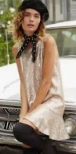 Lost + Wander Sequin Sleeveless Shift Mini Cocktail Dress Size XS Champagne Gold