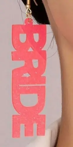 Bride Earrings Bridal Shower Bachelorette Party Statement Dangle Earrings Pink