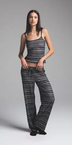 SKIMS Logo Plush Pointelle Cami Onyx Mirror Fairisle Size Medium