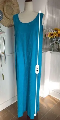 Karin Stevens Blue Rayon Sleeveless Midi Dress