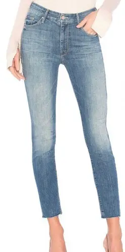 MOTHER Jeans HW Looker Ankle Fray in Jumping Off Swings Size 30 Denim Raw Hem Blue