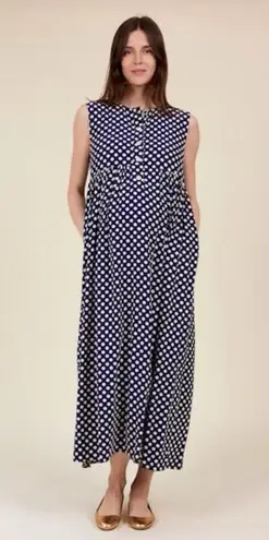 Clary & Peg Silvie Maternity Maxi Dress in Spot Polka Dot Blue Size undefined
