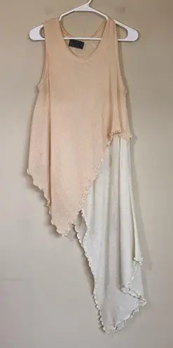 RONI BIS TOP Asymnetrical Sleeveless Linen Blend MEDIUM Two Tone Tan