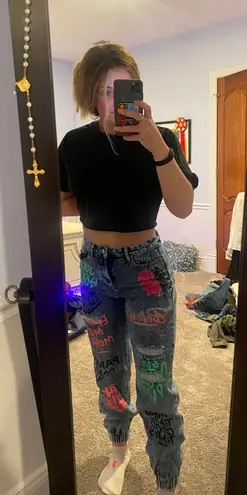 Graffiti high rise jeans Multiple Size S petite