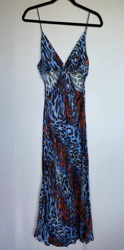 Jonathan Simkhai Standard Eliza leopard print cutout satin midi slip dress large