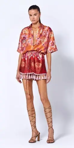 Alexis 🆕  Emotion Floral Shirt Dress in Orange Blossom Sz L