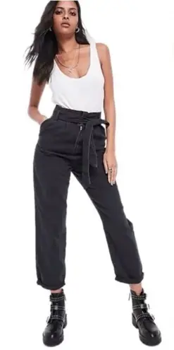 ALLSAINTS Ralita Paperbag High Rise Cropped Jeans – Black – Size 2