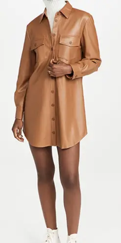 BB Dakota by Steve Madden Faux Leather Shirtdress Caramel Medium