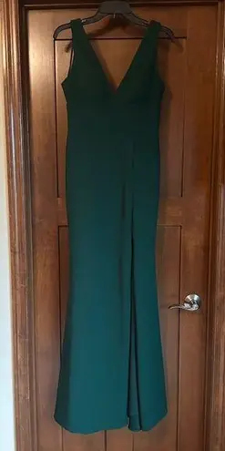 Betsy and Adam Women's V-Neck Front Slit Dark Green Ball Formal Gown size 6 EUC