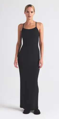 SKIMS Cotton Rib Long Cami Dress in Soot, Size XXS