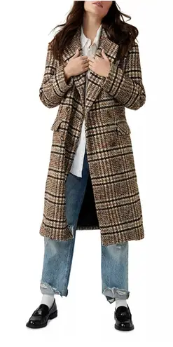 Free People  Adore You Plaid Women's Long Coat Size: S