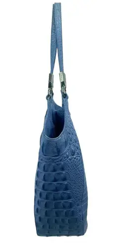 Brahmin Marianna Melbourne Leather Tote Bag Periwinkle Blue Croc Embossed