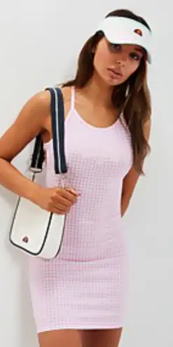 Ellesse Fonti Dress Mini Open Strappy Back Gingham Pink White Size US 10