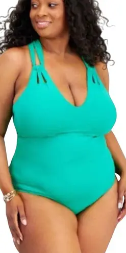 BECCA by Rebecca virtue Becca ETC Code Strappy One-Piece Swimsuit Green Size 3X