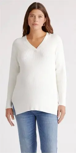 Quince Organic Cotton Fisherman Side Zip Maternity & Nursing Sweater Ivory Small