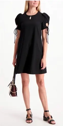 See By Chloe SEE BY CHLOÉ Ruched Pouf Sleeve Black Mini Dress 36