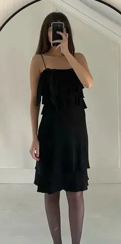 ABS Allen Schwartz Vintage Y2K Tiered Overlay Bow Accent Dress Size P Black