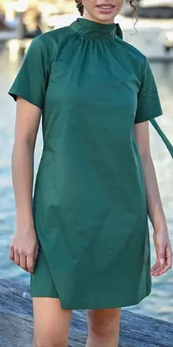 Wyatt Wylde New Parker Dress Reversible Tie Neck Size XL Hunter Green Cotton.