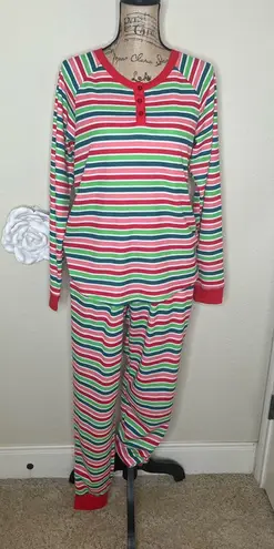 NTM: Pajamaramas Striped Waffle Knit Pajama Set Top & Drawstring Pants Sz M NWT Red Size M