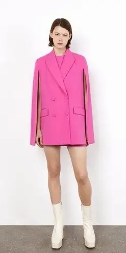 ZARA  Bright Pink Cape Double Breasted Blazer Size medium