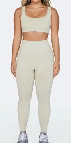 Set Active Sculptflex Beige Oat Milk Compression Legging Seamless- Size XS
