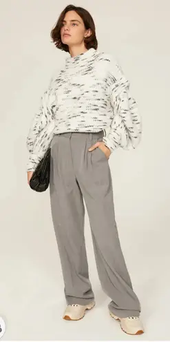 Varley Revolve Belgrave Knit Mockneck Sweater Egret & Charcoal Size Large