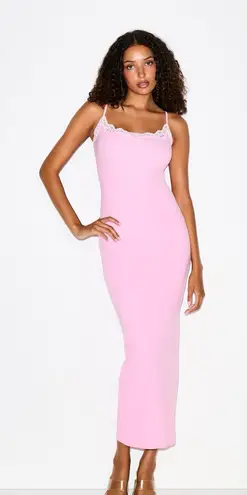 SKIMS Fits Everybody Lace Long Slip Dress in Bubblegum Tonal, Size Small