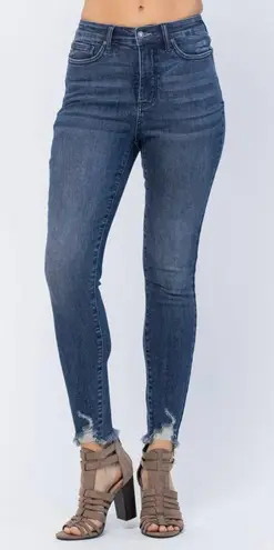Judy Blue High Rise Skinny Tummy Control Jean with Distressed Hem size 15 / 32