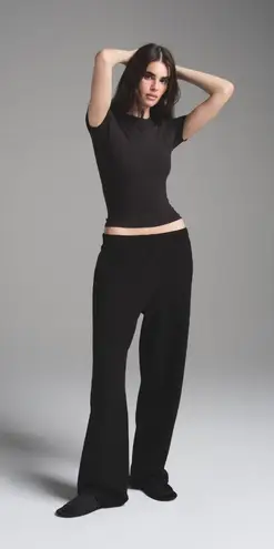 SKIMS Cotton Fleece Classic Straight Leg Pant in Onyx, Size Small