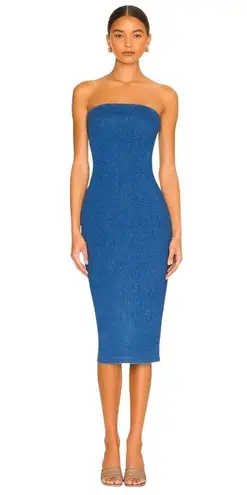 Susana Monaco Strapless Midi Dress in Light Denim Small New Womens Jean
