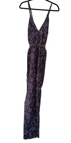 Paloma Blue “Eclipse” star print silk crepe de chine navy sleeveless jumpsuit