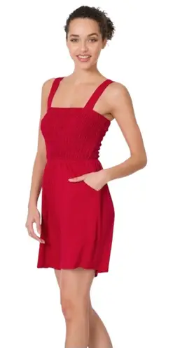 Zenana Outfitters Red Burgundy Smocked Top Romper With Pockets Size Small - Image 1