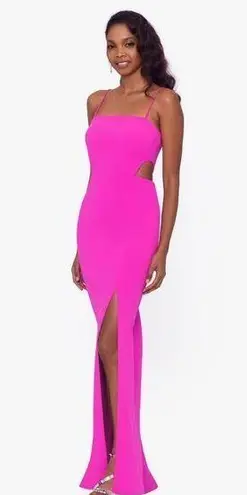 XScape Cutout Slit Maxi Gown Fuschia Size 8 NWT