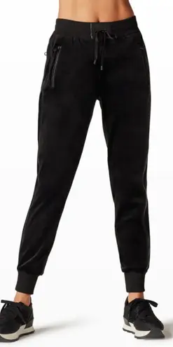 Blanc Noir Interpol Velvet Jogger Pants Velour Faux Leather Black Size Small