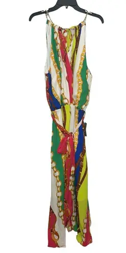 Love by Design Love X Design Beach House Sleeveless Dress Size 2X Chain Print Halter Maxi NWT
