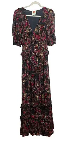 Farm Rio  Butterfly Sky Tiered Maxi Dress Sz. S