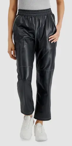 LNA Faux-Leather Pants Contrast-Seam High Rise Pull-On Black Size Small