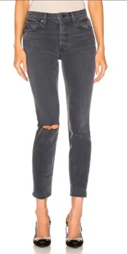 GRLFRND karolina high waisted straight leg black jeans