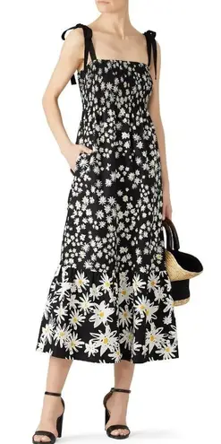 Chinti & Parker Meadow Dress Black Smocked Tie Straps Pocket Sundress Size 6