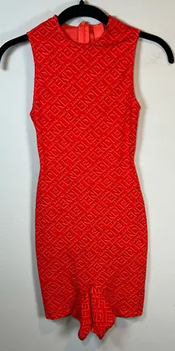 Skims X Fendi Women's Sleeveless Mid Thigh Bodysuit Georgia Orange Stretch Sz XS